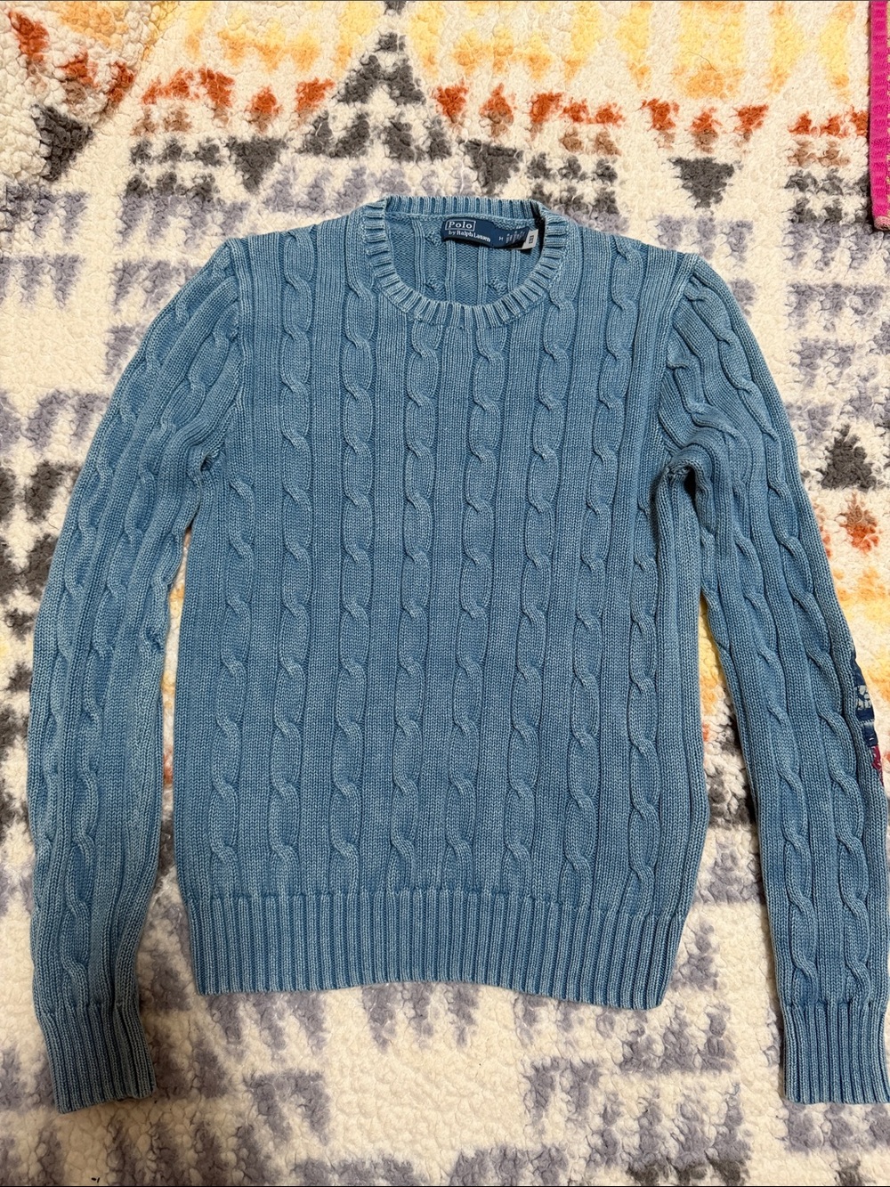 Polo by Ralph Lauren Light Blue Cable Knit Crewneck Sweater - Picture 1 of 1